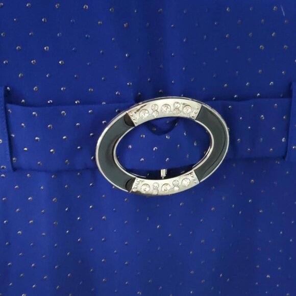 Blue self-belting cowl neck top - Picture 2 of 6